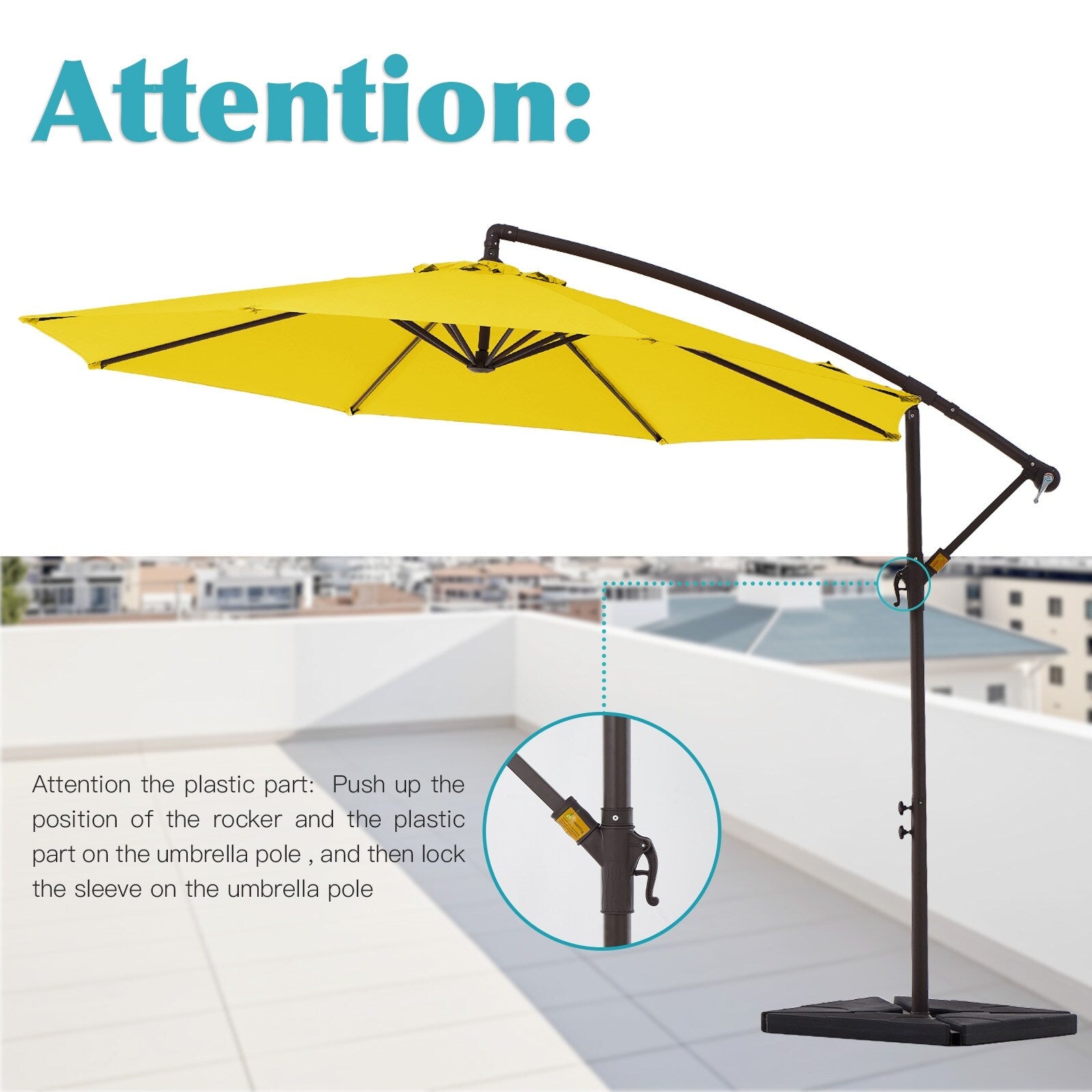 10 ft Steel Crank-lift Cantilever Umbrella With Weighted Base