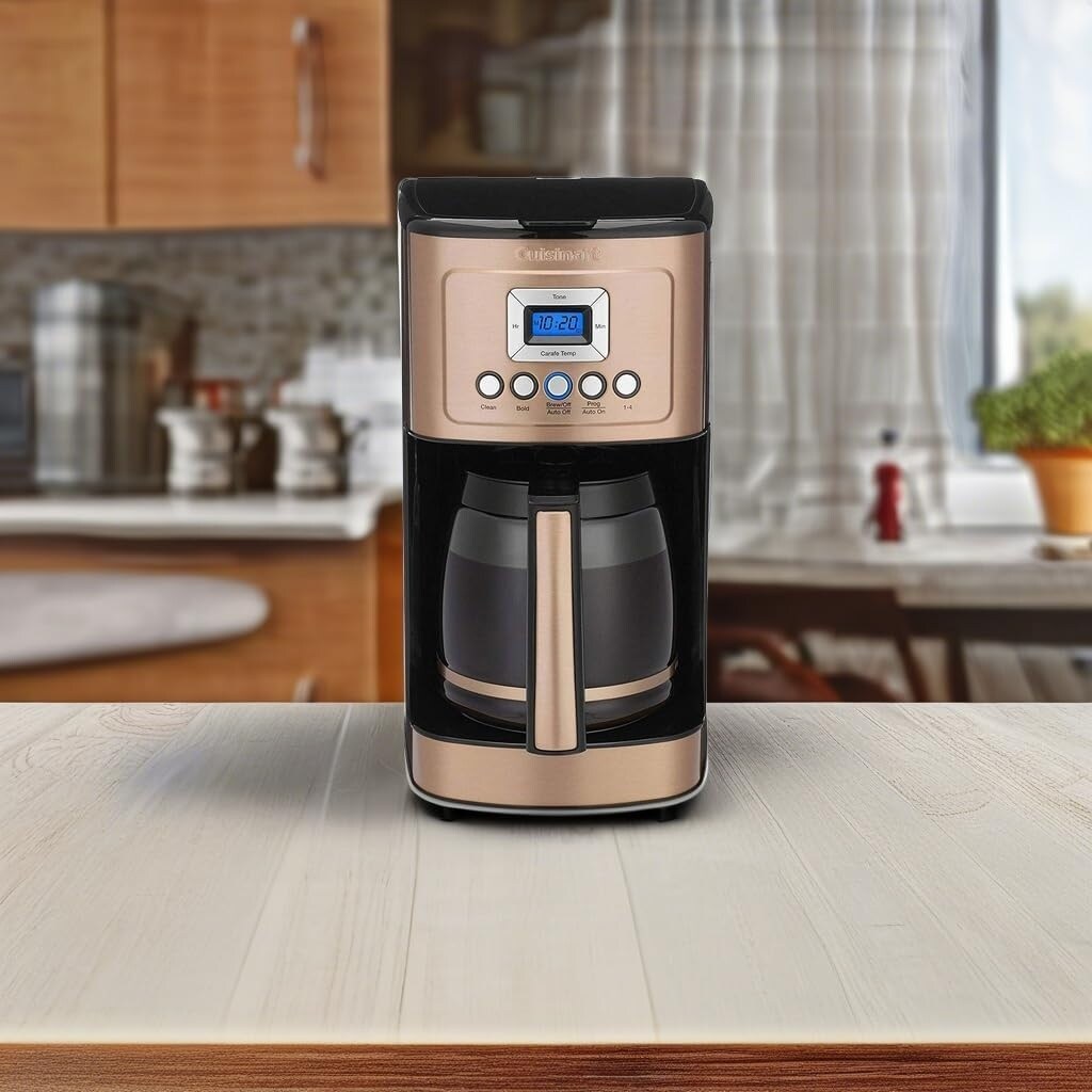 14-Cup Programmable Coffee Maker, Glass Carafe, Brew Strength Control, 1-4 Cup Setting, Copper