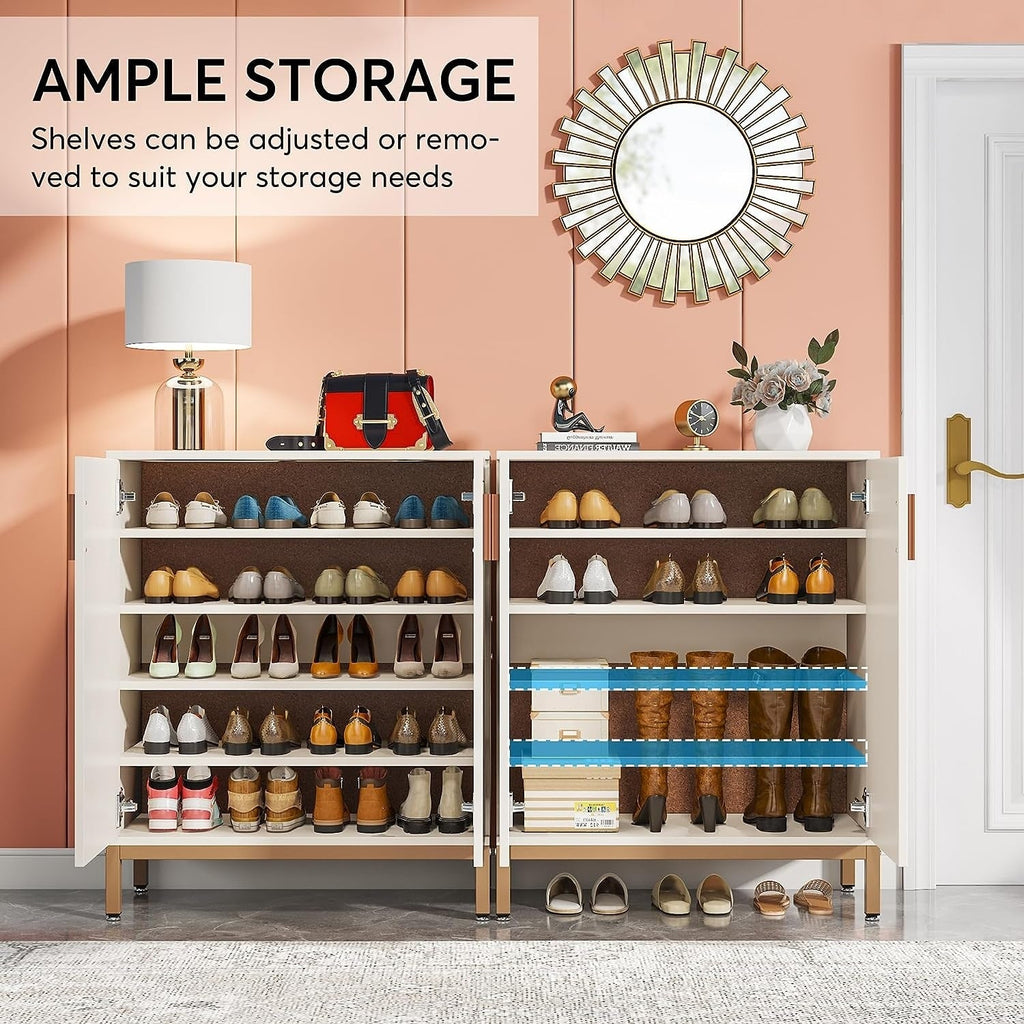 20 Pairs Modern Shoe Storage Cabinet with Doors, 6-Tier Freestanding Entryway Shoe Organizer Rack