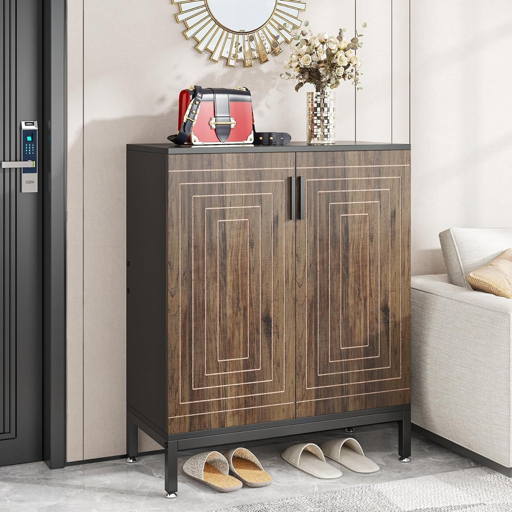 20 Pairs Modern Shoe Storage Cabinet with Doors, 6-Tier Freestanding Entryway Shoe Organizer Rack