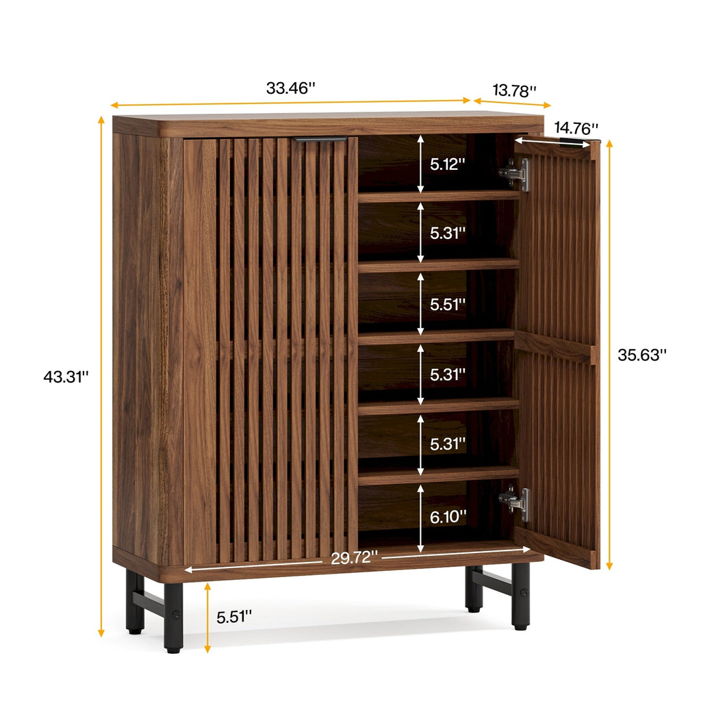24 Pairs Shoe Storage Cabinet with Door for Entryway Living Room