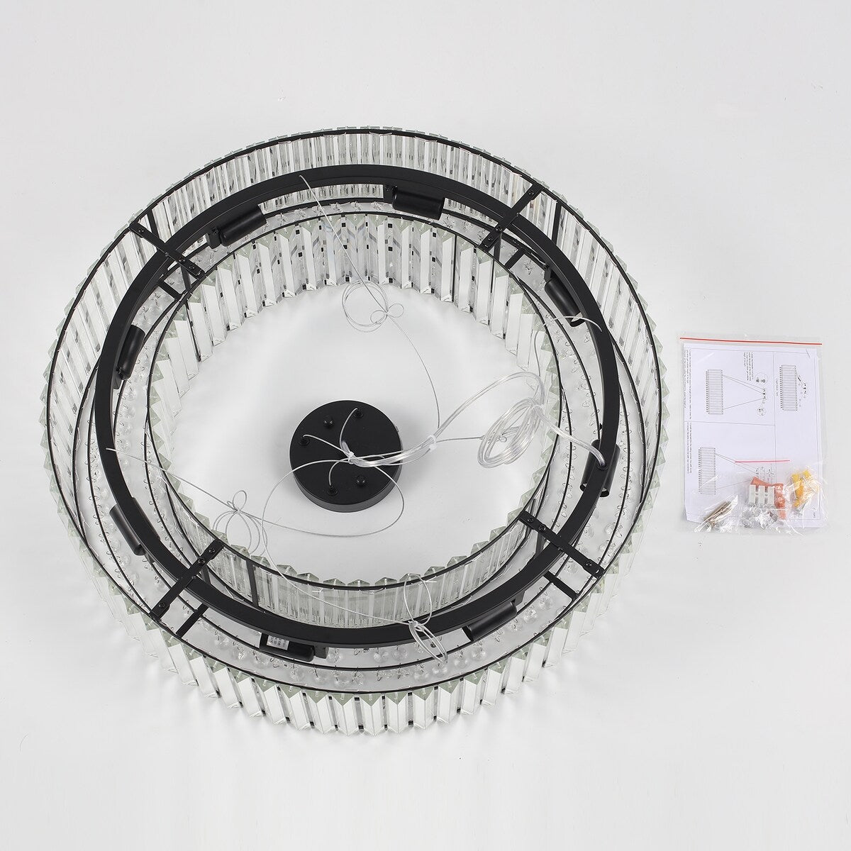24.8 in. 8-Light Farmhouse Chandelier, Crystal Chandelier, Drum Chandelier for Dining Room Living Room Bedroom Kitchen