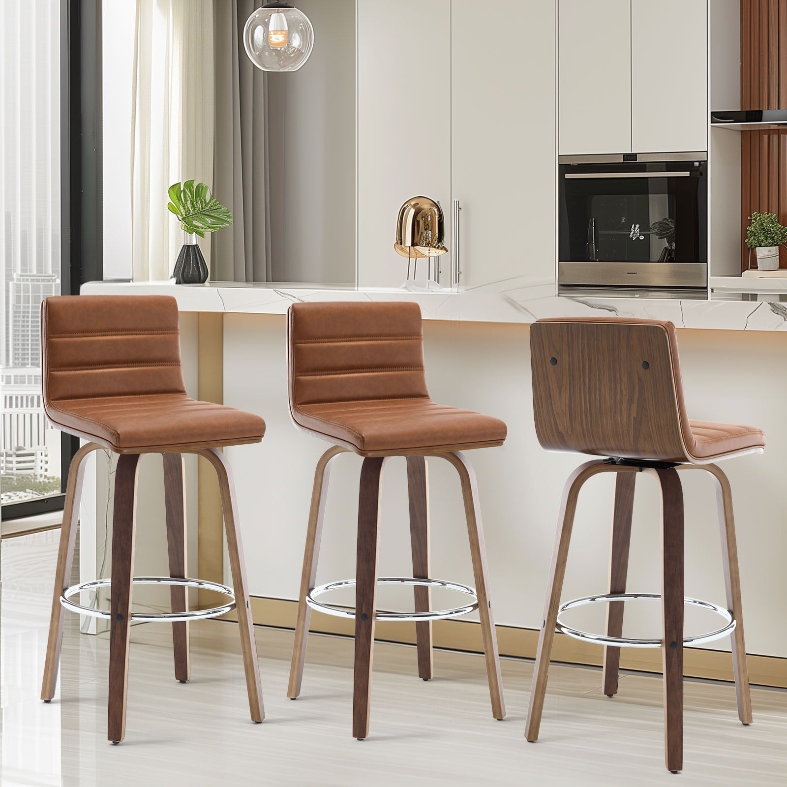 26/29 Faux Leather Swivel Bar/Counter Stools, Set of 2/3
