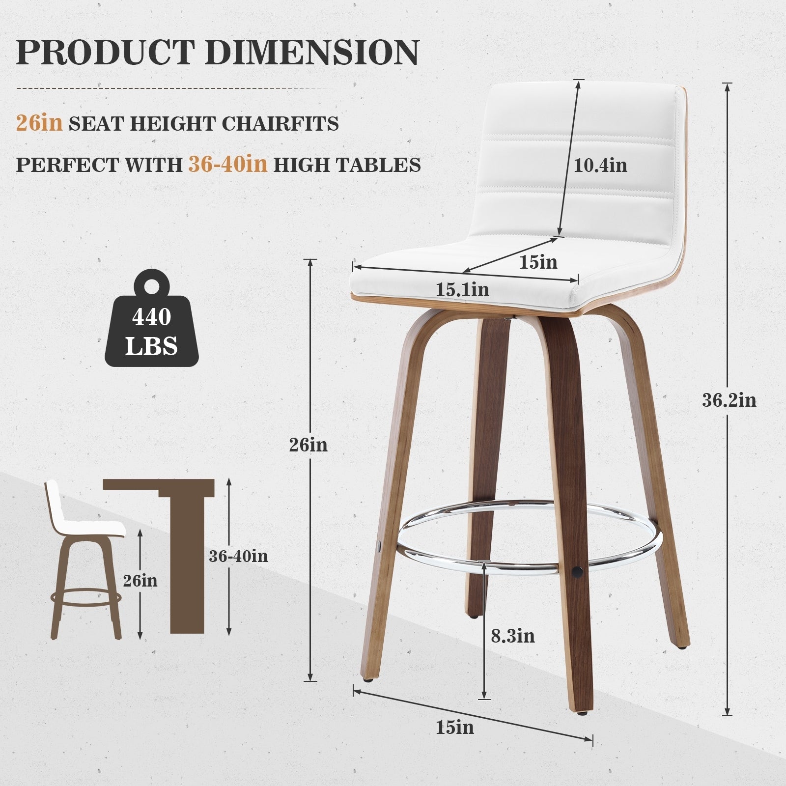 26/29 Faux Leather Swivel Bar/Counter Stools, Set of 2/3