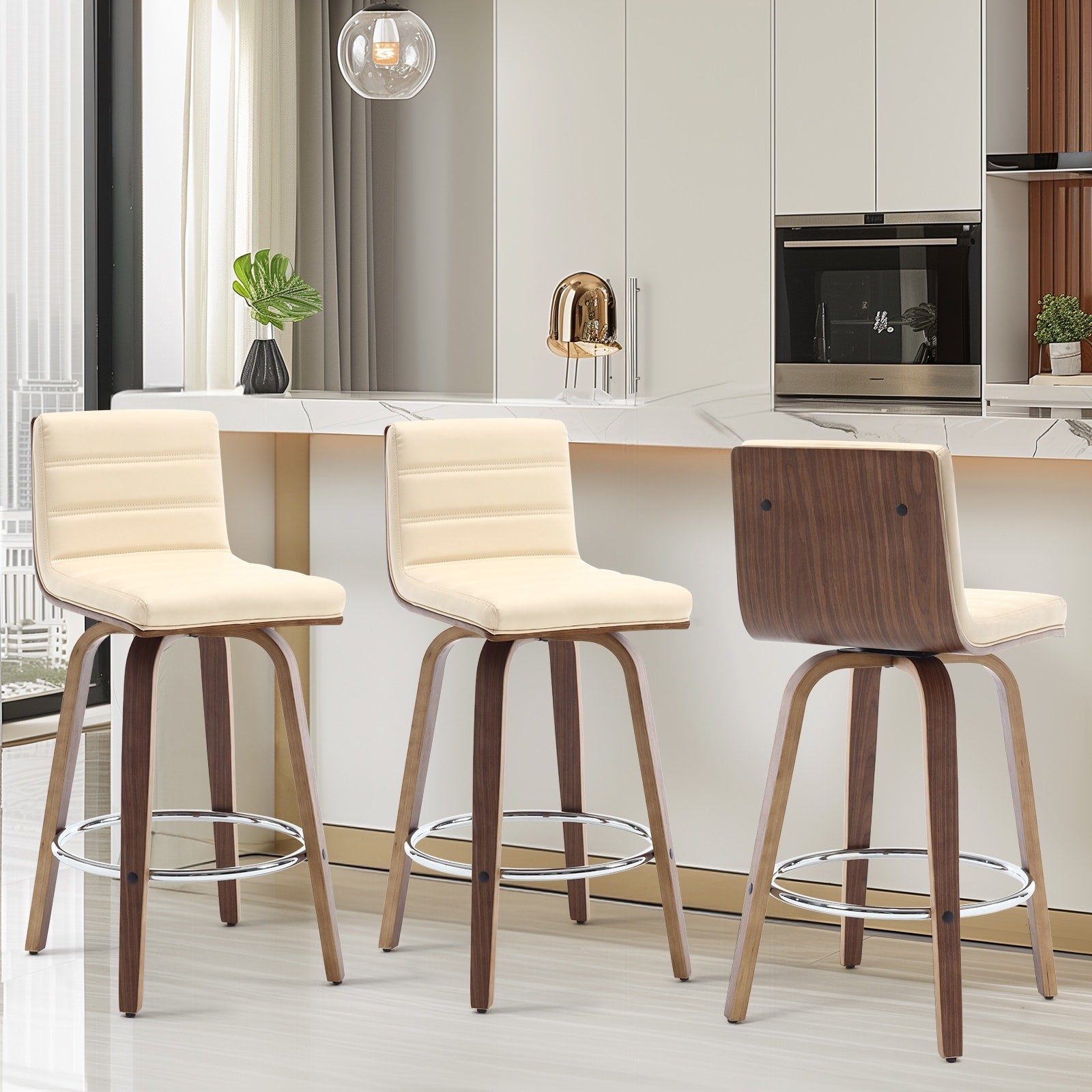 26/29 Faux Leather Swivel Bar/Counter Stools, Set of 2/3