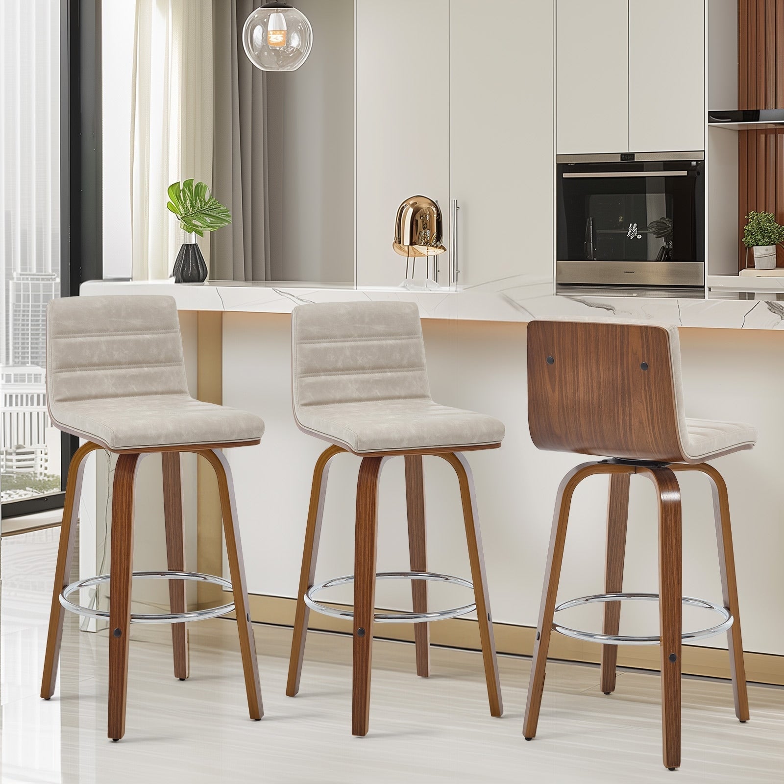 26/29 Faux Leather Swivel Bar/Counter Stools, Set of 2/3
