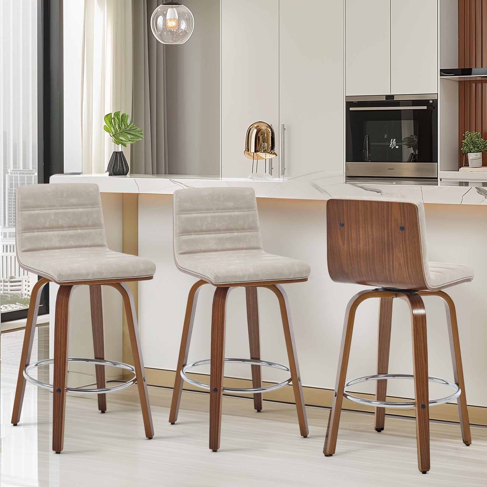 26/29 Faux Leather Swivel Bar/Counter Stools, Set of 2/3