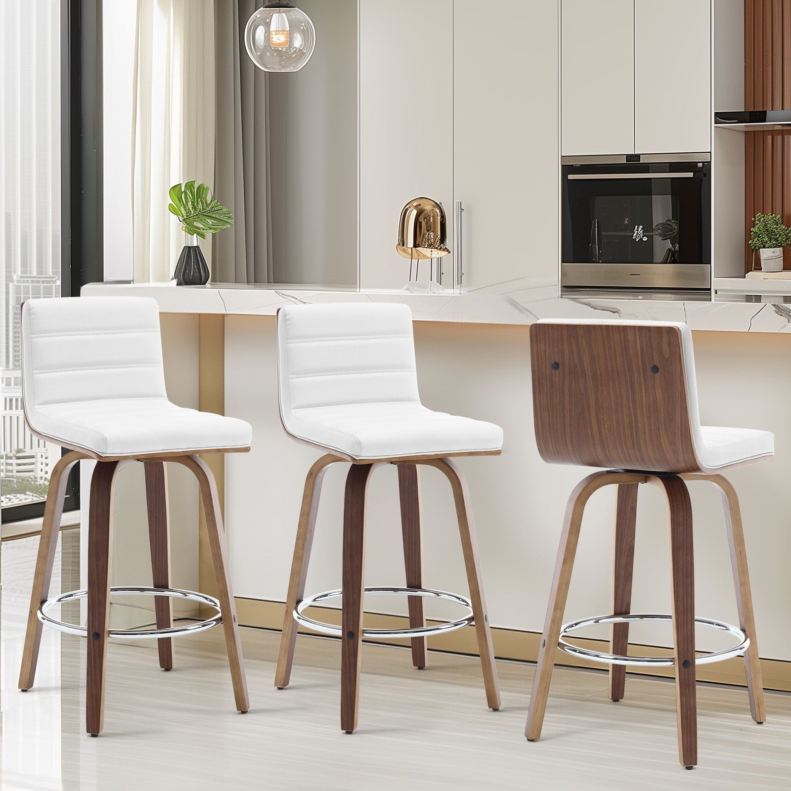 26/29 Faux Leather Swivel Bar/Counter Stools, Set of 2/3
