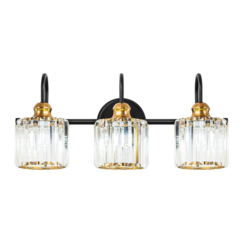 3/4-Light Modern Glam Linear Dimmable Crystal Bathroom Vanity Lights Over Mirror