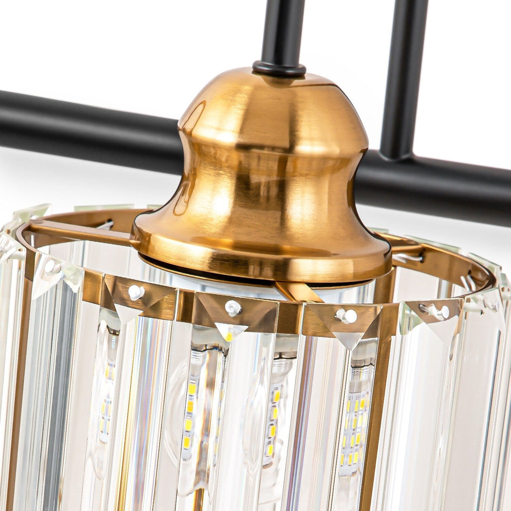 3/4-Light Modern Glam Linear Dimmable Crystal Bathroom Vanity Lights Over Mirror