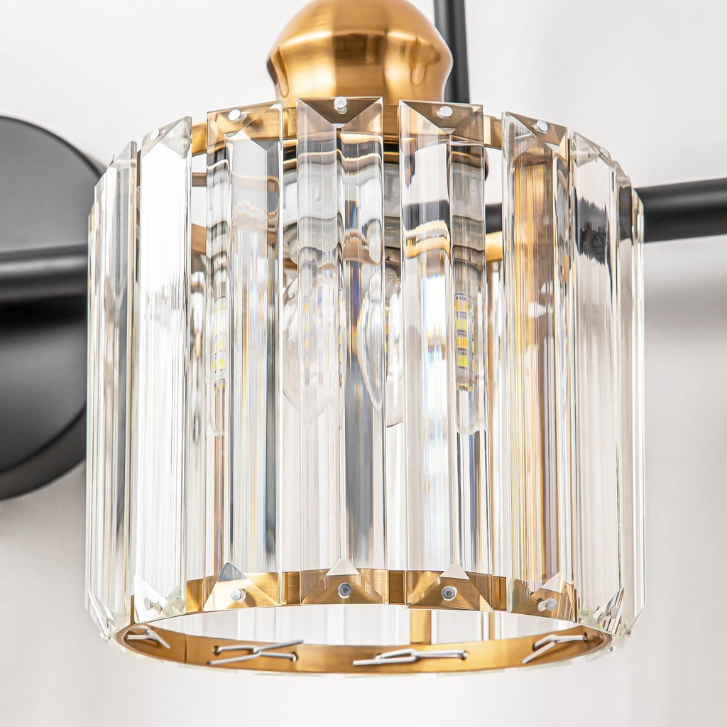3/4-Light Modern Glam Linear Dimmable Crystal Bathroom Vanity Lights Over Mirror