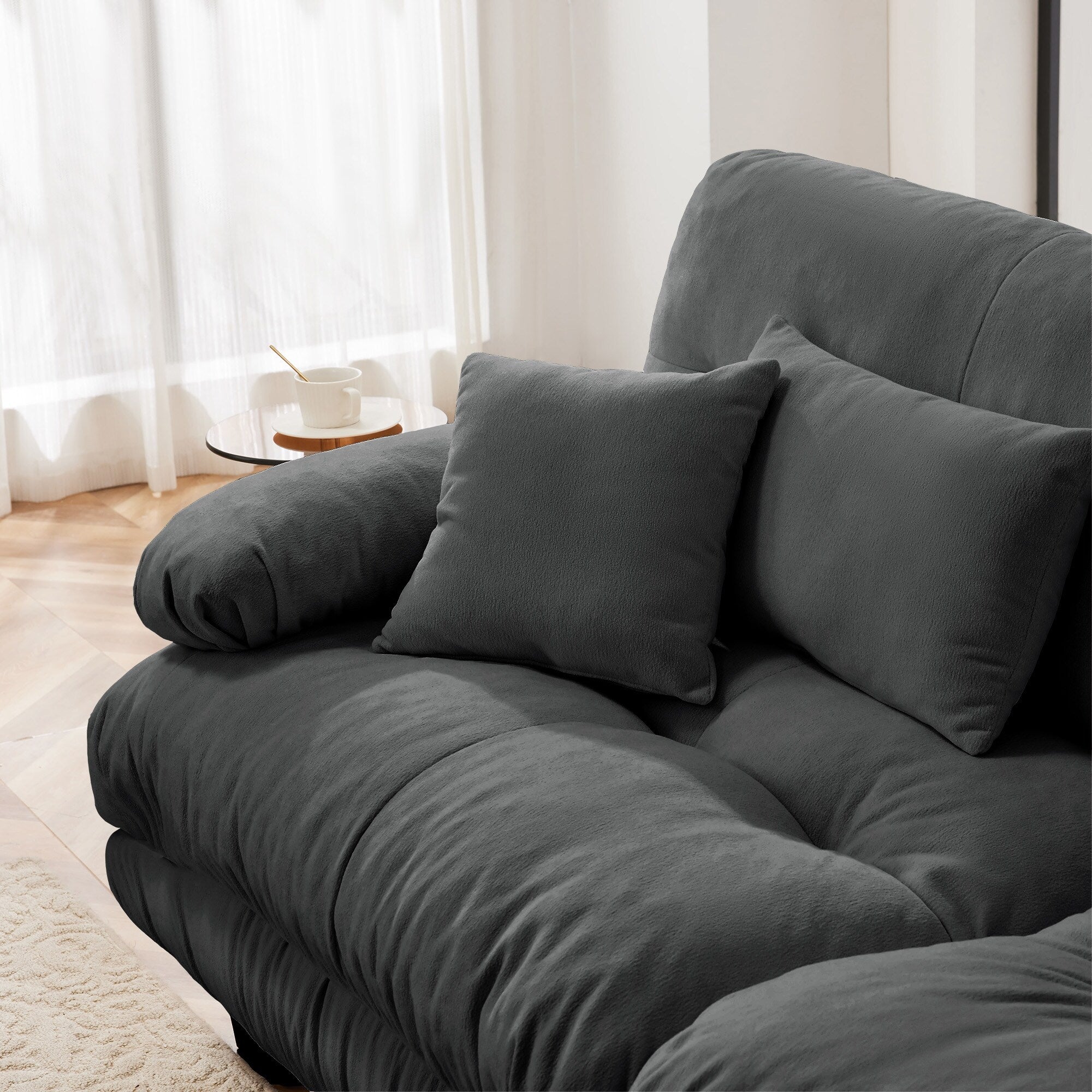 3-Seat Modular Sectional Sofa Deep Seat Couch L Shaped Cloud Couch with Convertible Ottoman for Living Room