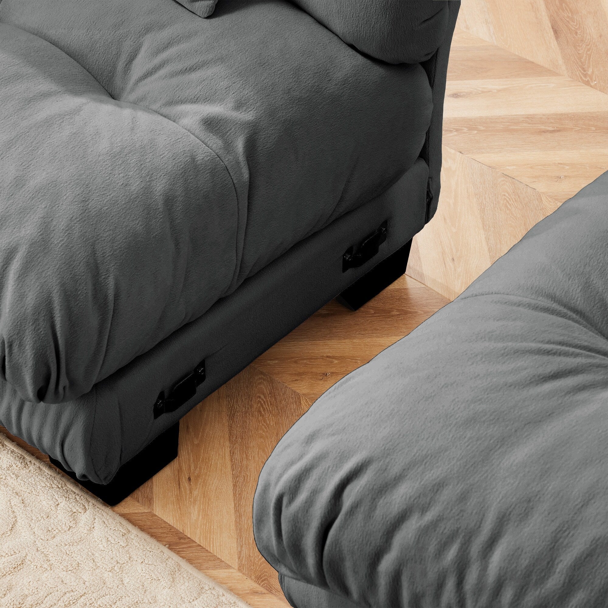 3-Seat Modular Sectional Sofa Deep Seat Couch L Shaped Cloud Couch with Convertible Ottoman for Living Room