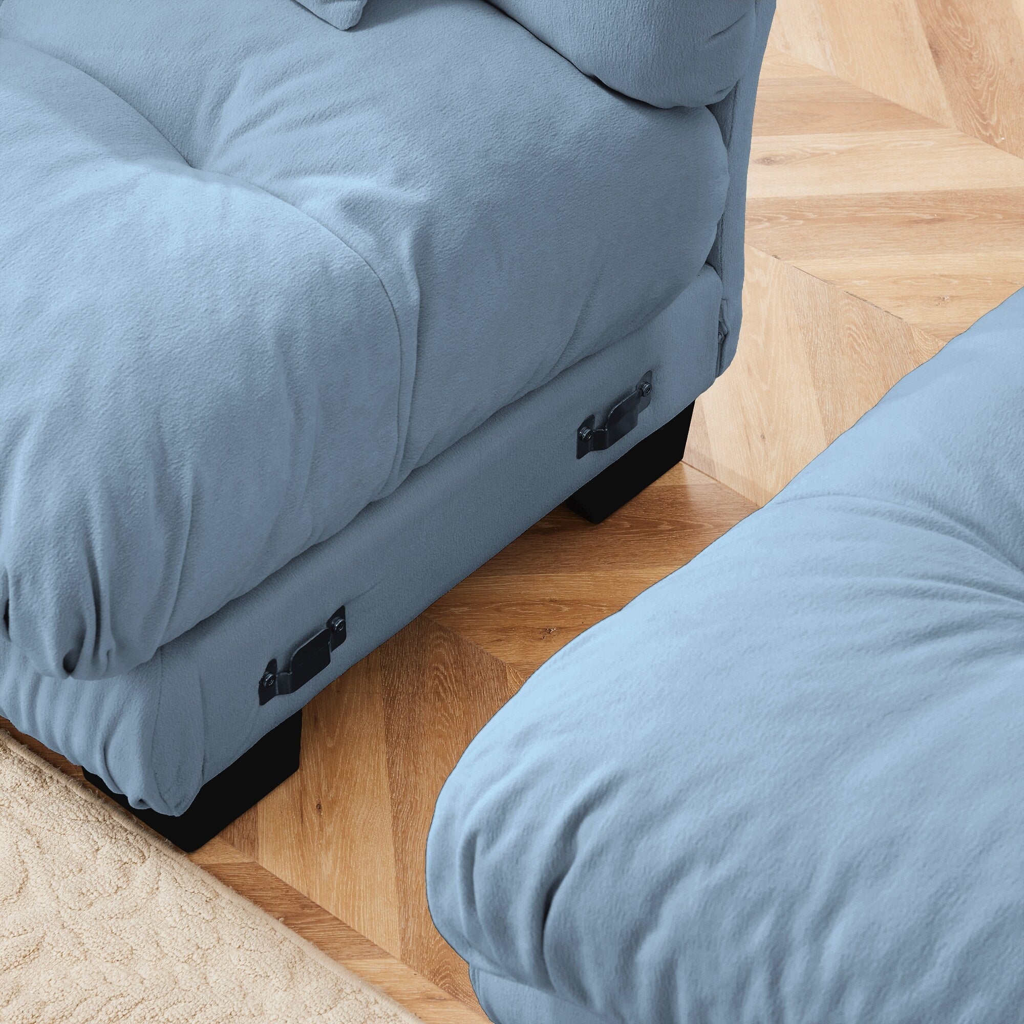 3-Seat Modular Sectional Sofa Deep Seat Couch L Shaped Cloud Couch with Convertible Ottoman for Living Room