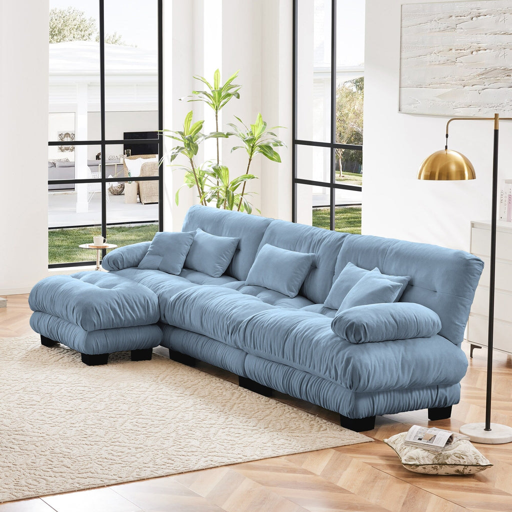3-Seat Modular Sectional Sofa Deep Seat Couch L Shaped Cloud Couch with Convertible Ottoman for Living Room