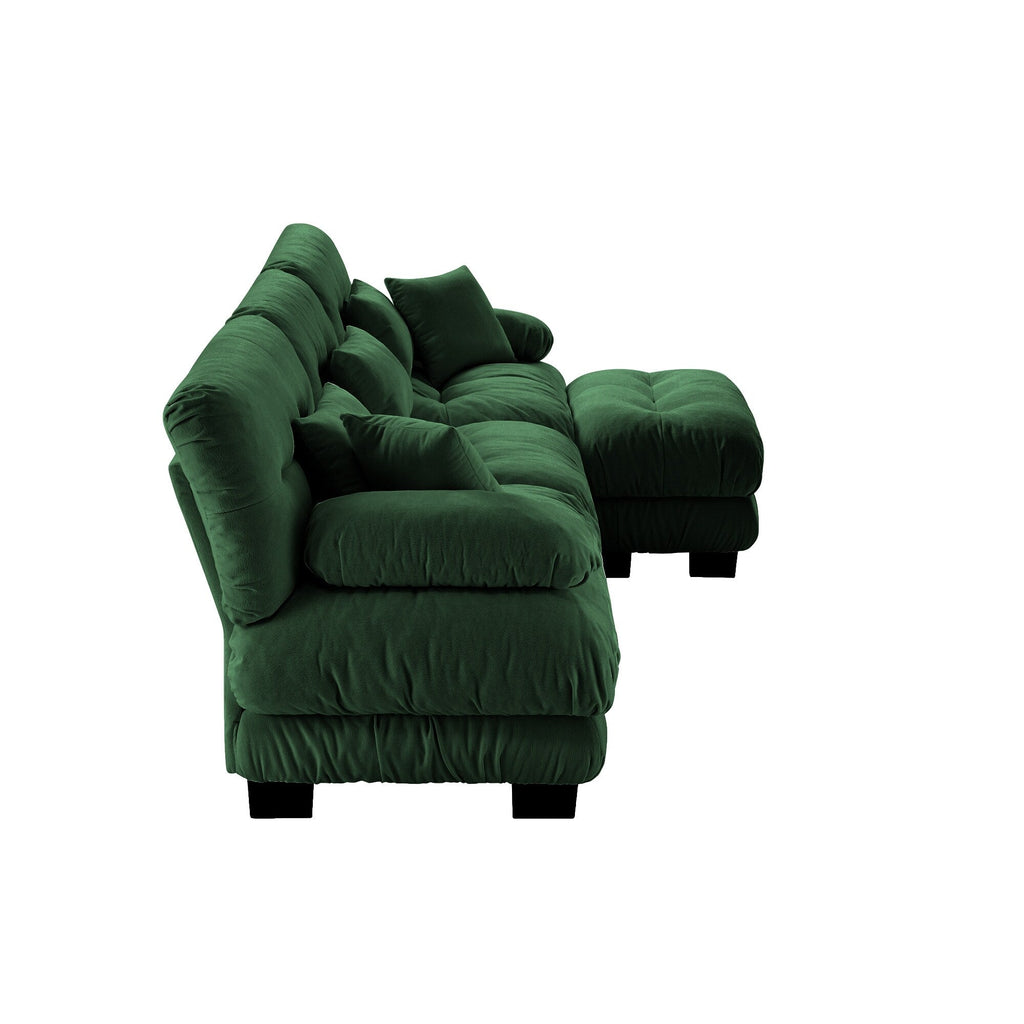 3-Seat Modular Sectional Sofa Deep Seat Couch L Shaped Cloud Couch with Convertible Ottoman for Living Room