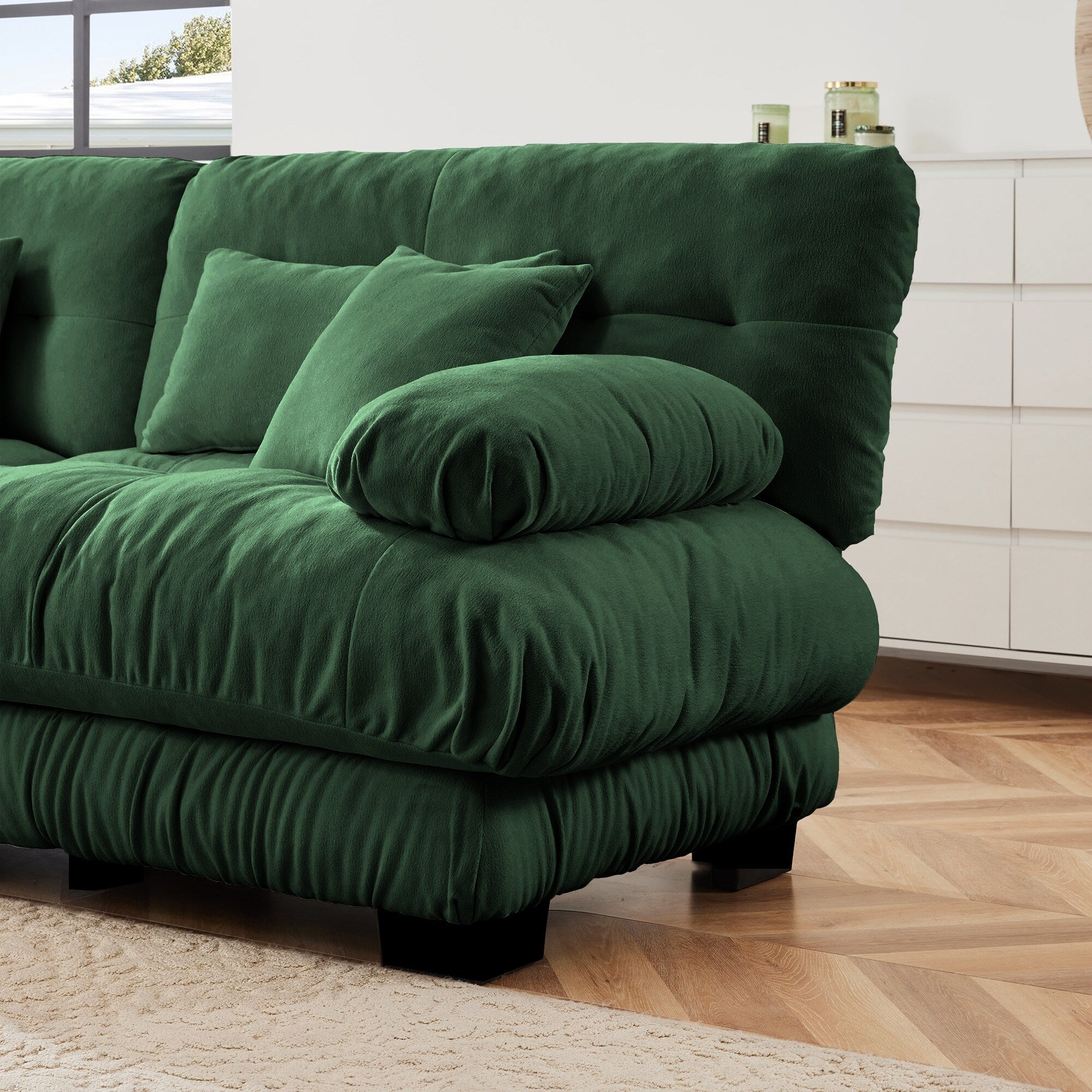 3-Seat Modular Sectional Sofa Deep Seat Couch L Shaped Cloud Couch with Convertible Ottoman for Living Room