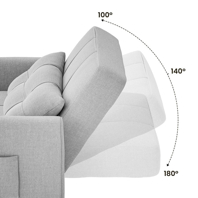 3-in-1 Adjustable Sleeper Sofa Bed, Pull Out Chair Sofa, Convertible Folding Bed for Living Room