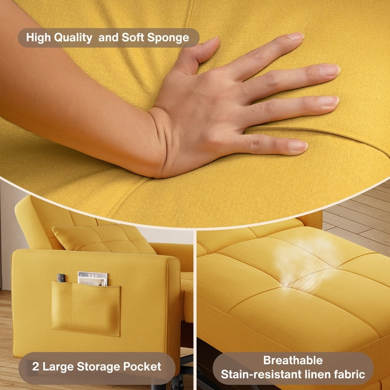 3-in-1 Adjustable Sleeper Sofa Bed, Pull Out Chair Sofa, Convertible Folding Bed for Living Room