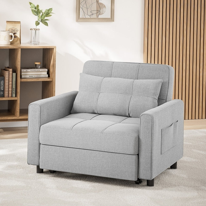 3-in-1 Adjustable Sleeper Sofa Bed, Pull Out Chair Sofa, Convertible Folding Bed for Living Room