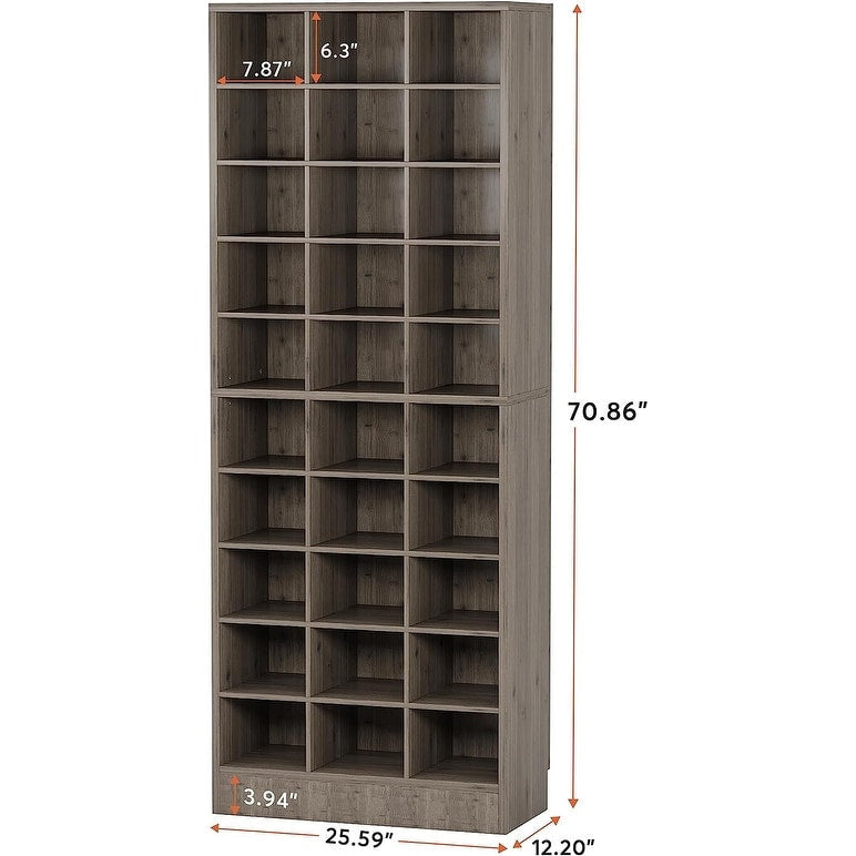 30 Pairs Tall Shoe Cabinet, 10 Tiers White Wooden Shoe Storage Rack for Closet, Entryway - 10-tier