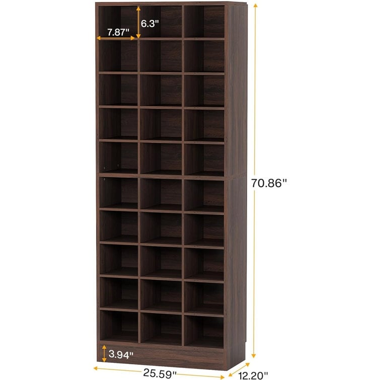 30 Pairs Tall Shoe Cabinet, 10 Tiers White Wooden Shoe Storage Rack for Closet, Entryway - 10-tier