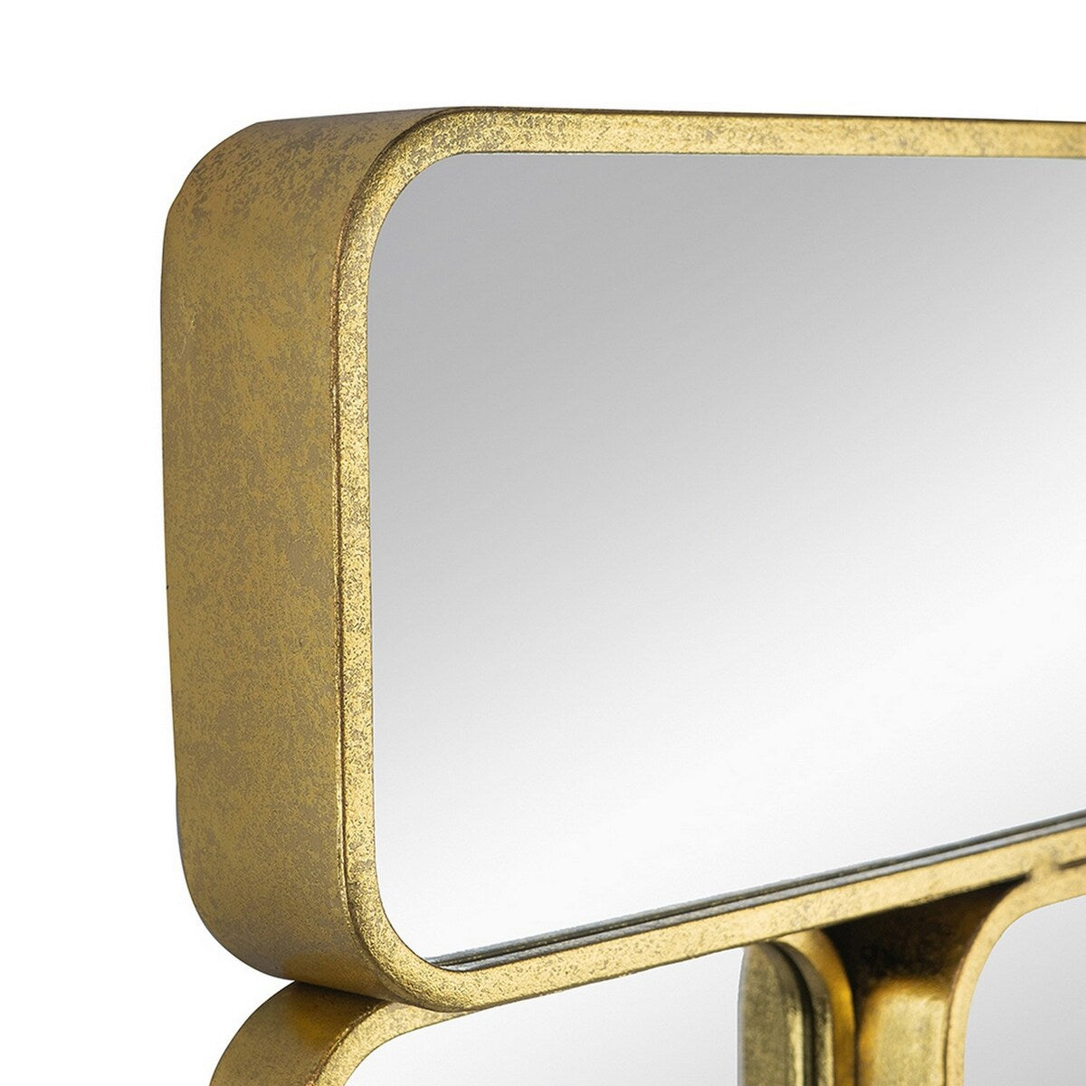 32 Inch Luxury Wall Decor Mirror, 8 Gold Finished Curved Metal Frames