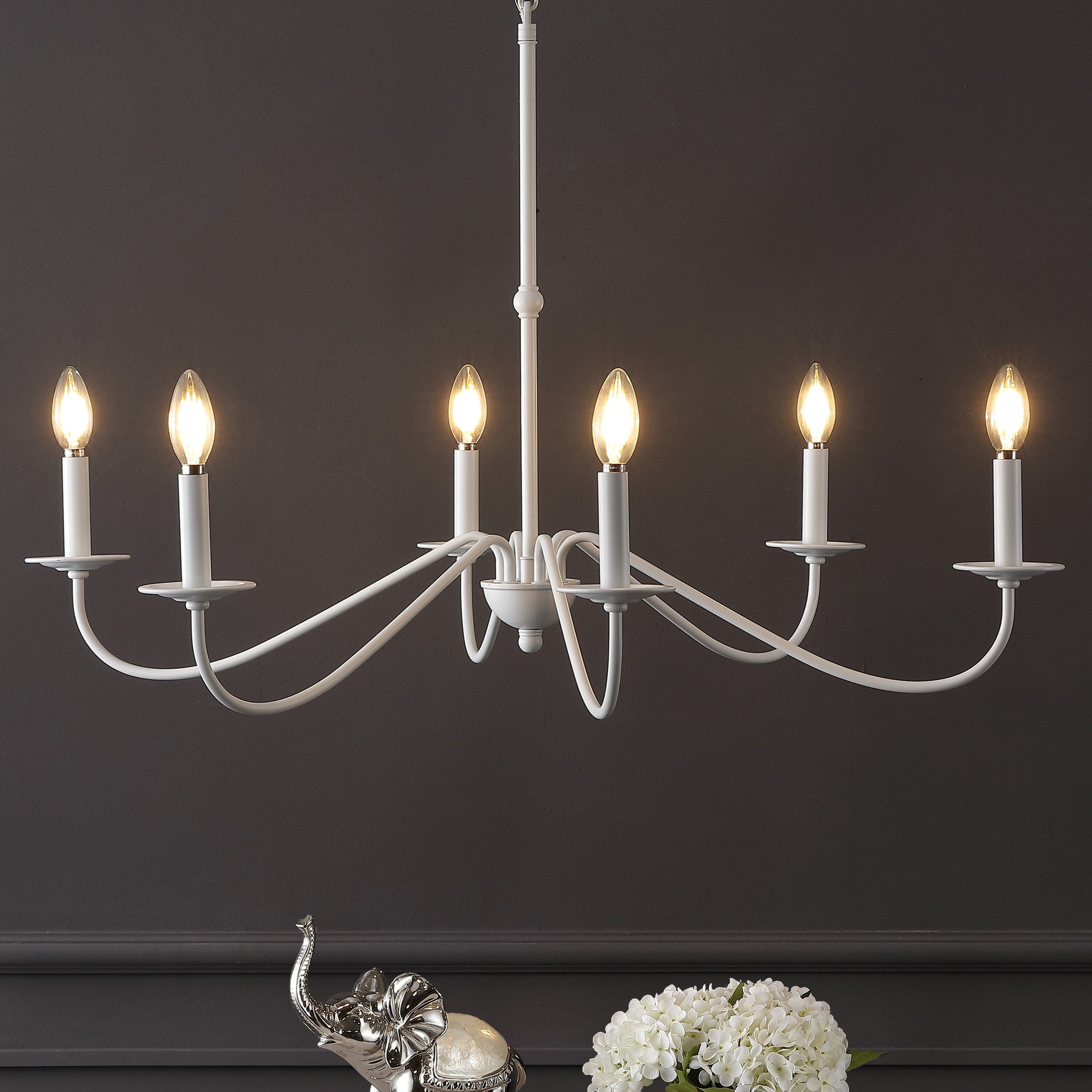 34.75 6-Light Iron LED Chandelier, by JONATHAN Y