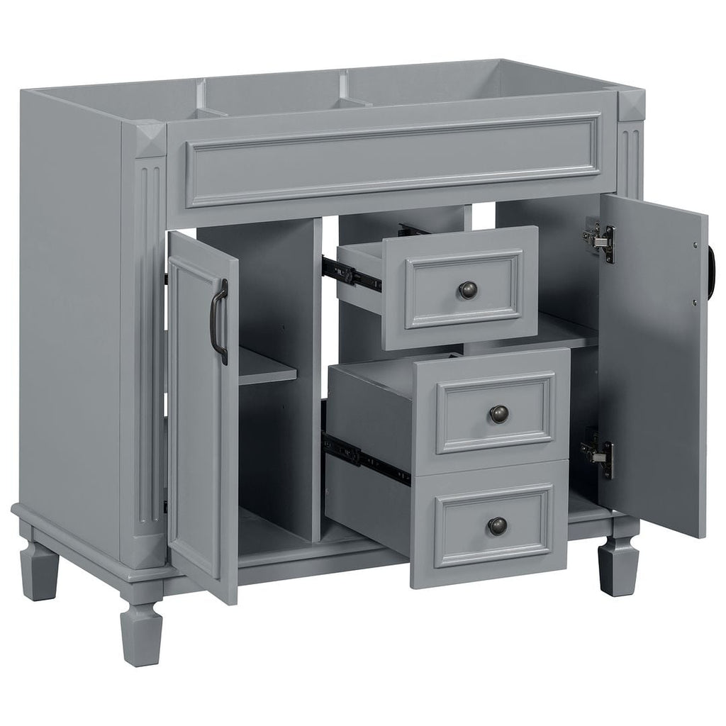 36'' Modern Bathroom Vanity with Top Sink and Mirror Cabinet,2 Doors and 2 Drawers