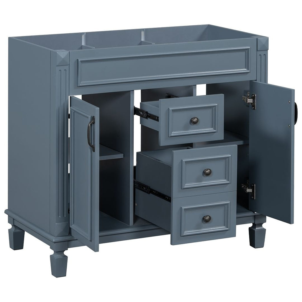 36'' Modern Bathroom Vanity with Top Sink and Mirror Cabinet,2 Doors and 2 Drawers