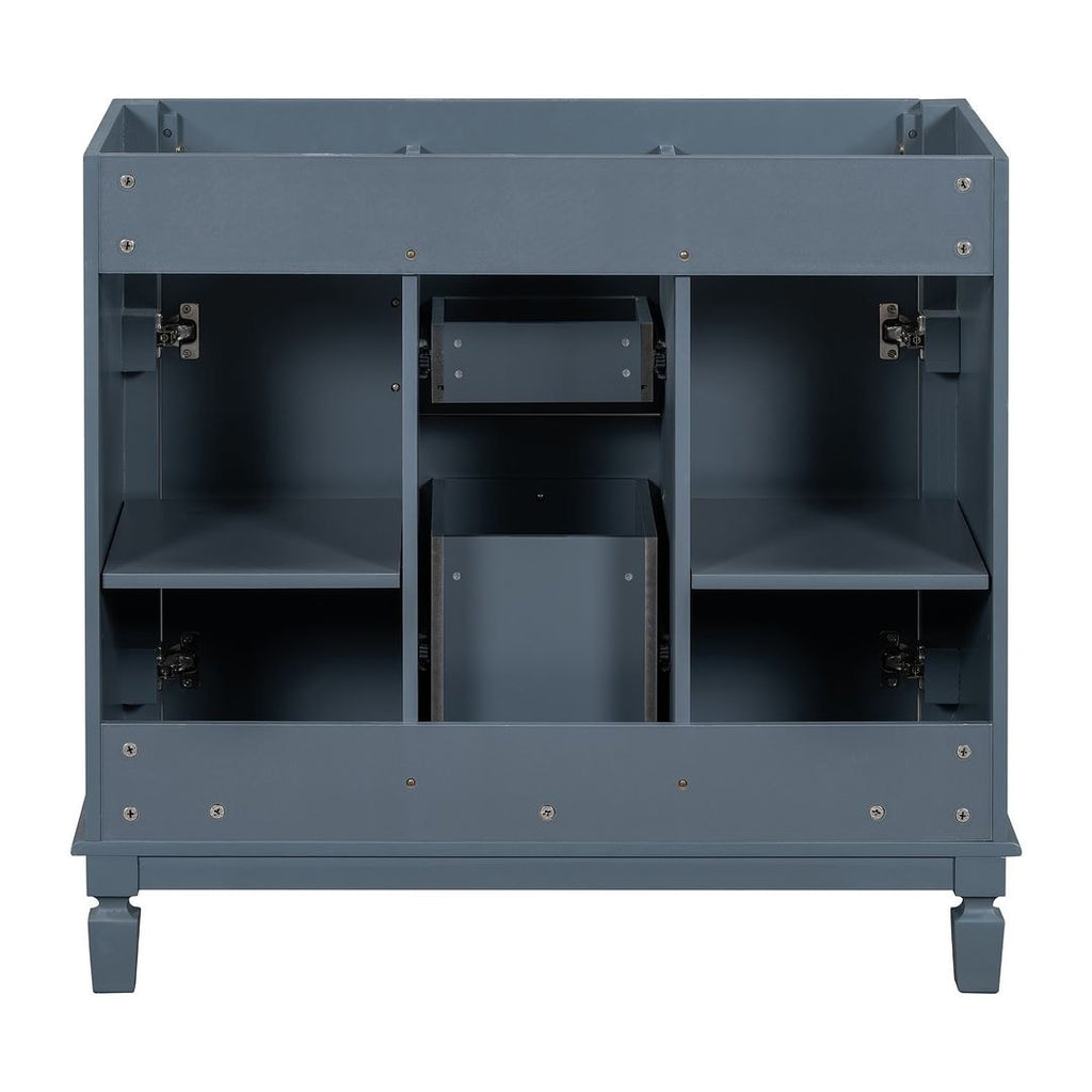 36'' Modern Bathroom Vanity with Top Sink and Mirror Cabinet,2 Doors and 2 Drawers