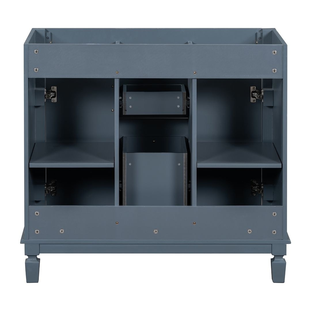 36'' Modern Bathroom Vanity with Top Sink and Mirror Cabinet,2 Doors and 2 Drawers