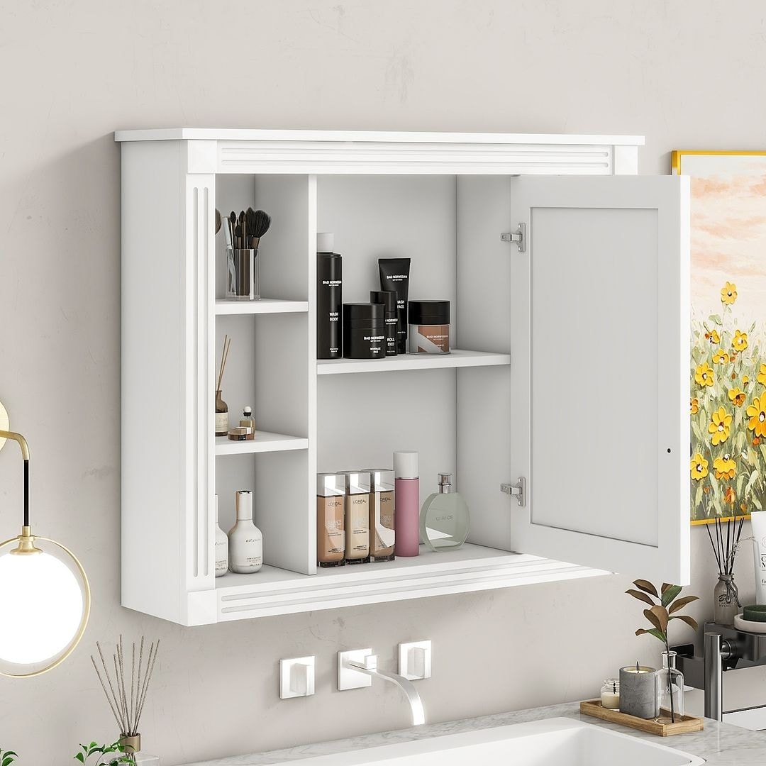 36'' Modern Bathroom Vanity with Top Sink and Mirror Cabinet,2 Doors and 2 Drawers