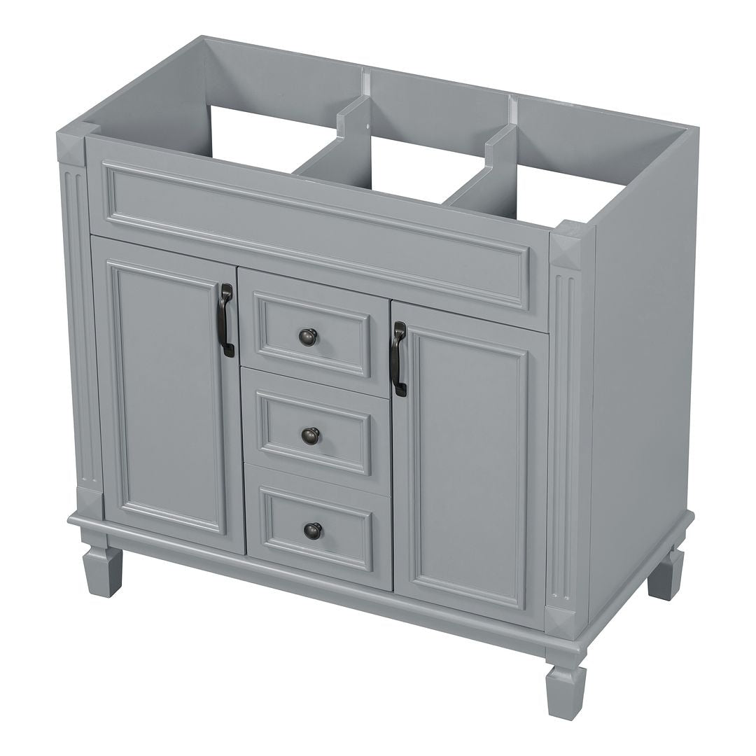 36'' Modern Bathroom Vanity with Top Sink and Mirror Cabinet,2 Doors and 2 Drawers