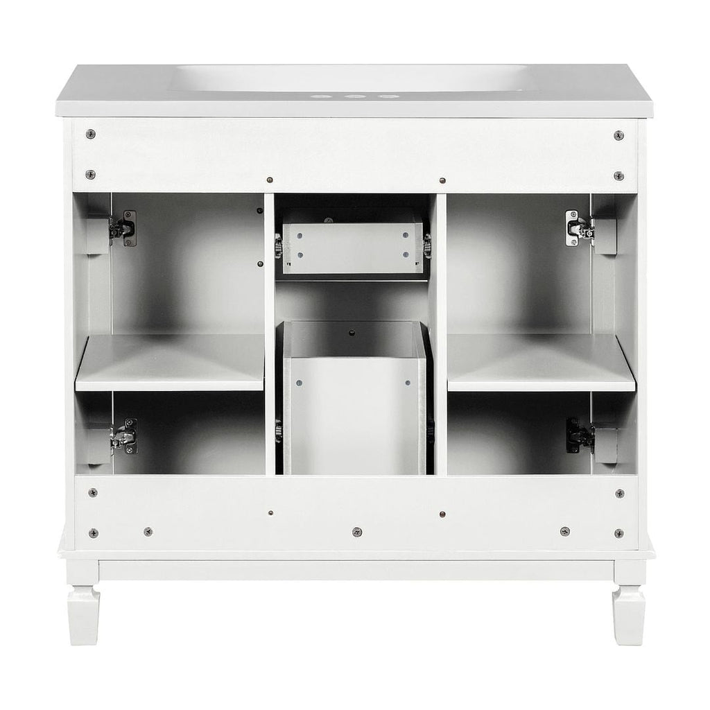 36'' Modern Bathroom Vanity with Top Sink and Mirror Cabinet,2 Doors and 2 Drawers