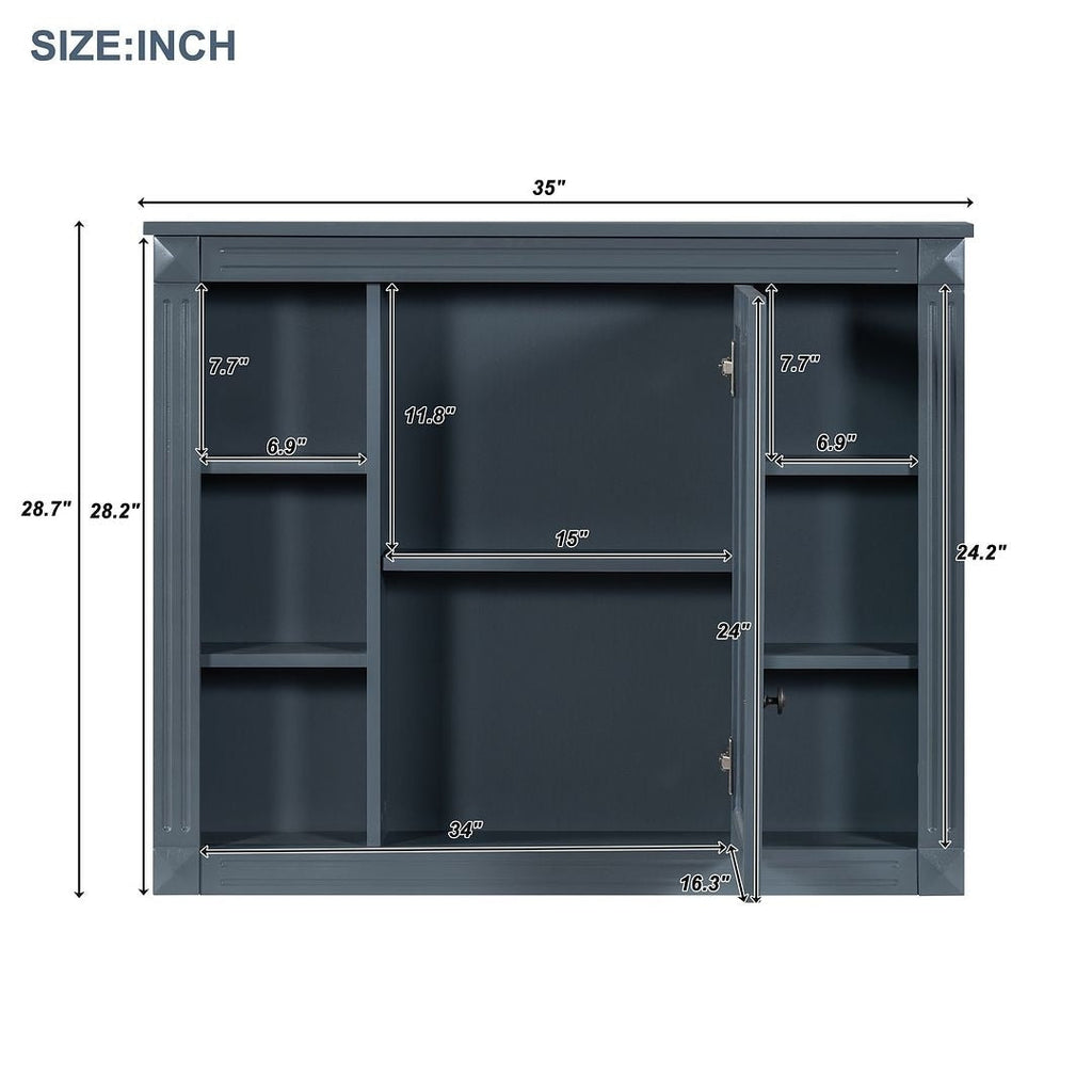 36'' Modern Bathroom Vanity with Top Sink and Mirror Cabinet,2 Doors and 2 Drawers
