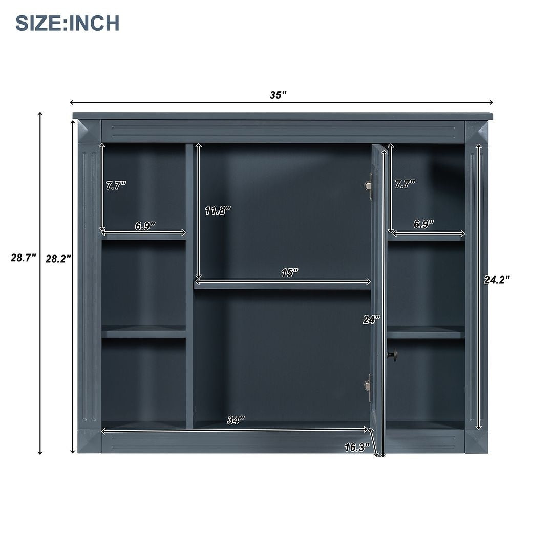 36'' Modern Bathroom Vanity with Top Sink and Mirror Cabinet,2 Doors and 2 Drawers