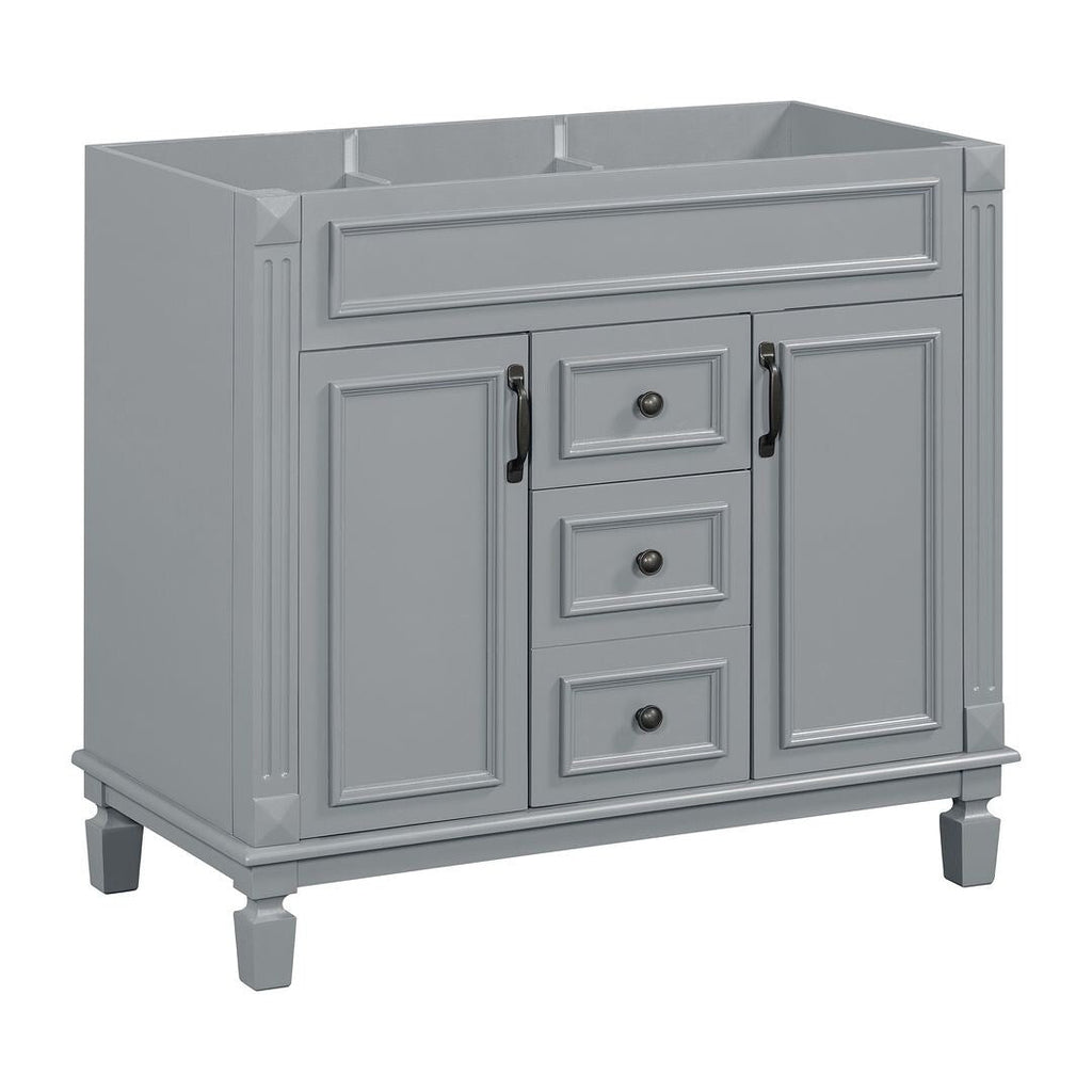 36'' Modern Bathroom Vanity with Top Sink and Mirror Cabinet,2 Doors and 2 Drawers