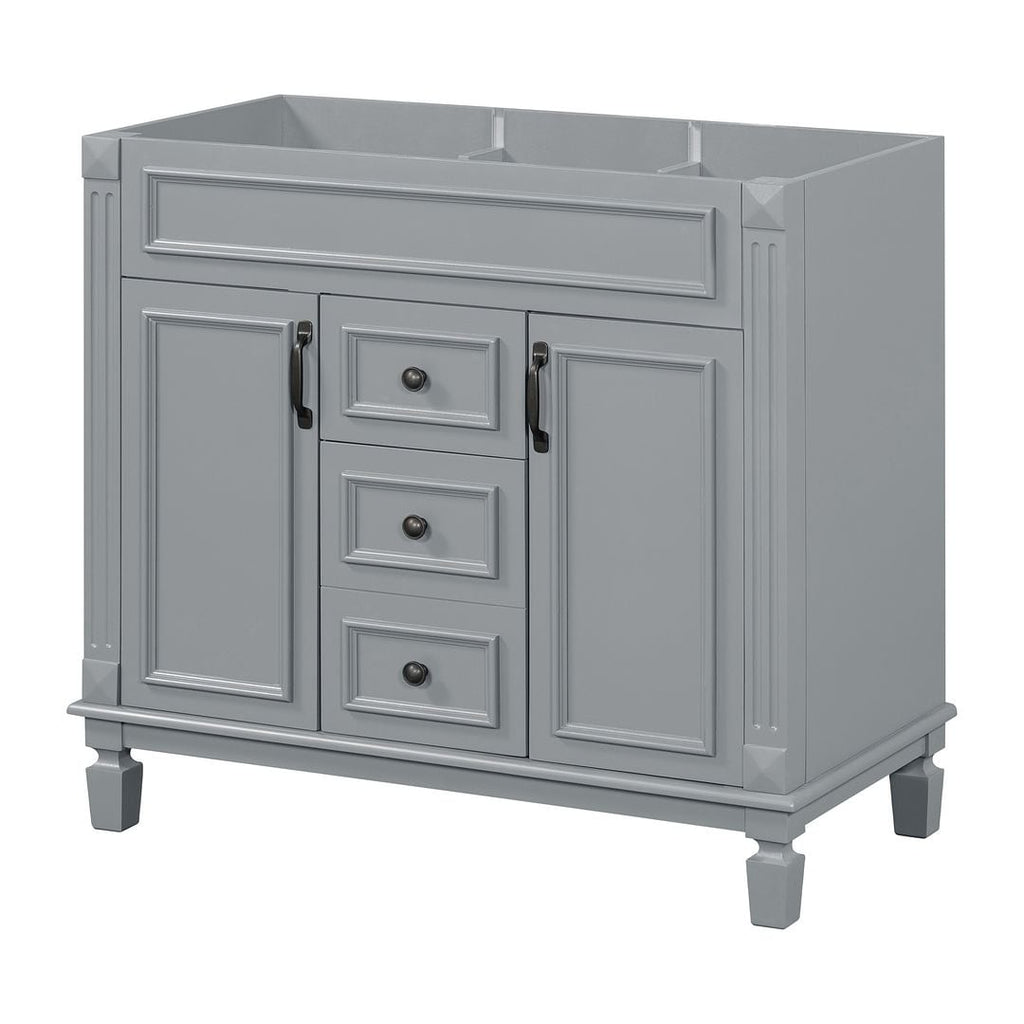36'' Modern Bathroom Vanity with Top Sink and Mirror Cabinet,2 Doors and 2 Drawers