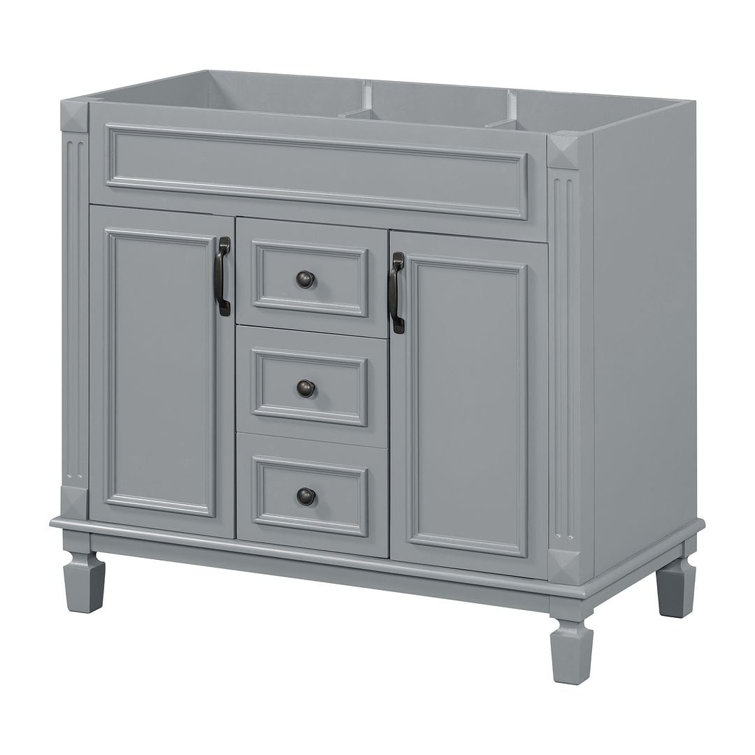 36'' Modern Bathroom Vanity with Top Sink and Mirror Cabinet,2 Doors and 2 Drawers