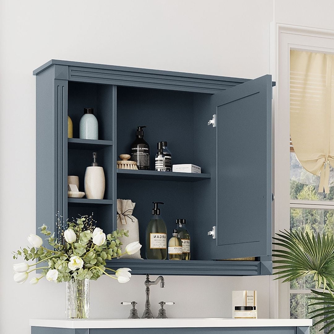 36'' Modern Bathroom Vanity with Top Sink and Mirror Cabinet,2 Doors and 2 Drawers