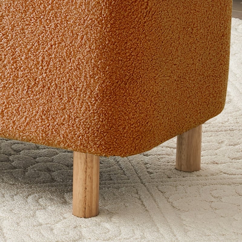 39.5 Off White Boucle Storage Ottoman Bench Sherpa Storage Bench Ottoman Foot Rest End of Bed for Living Room Bedroom,Wood Leg