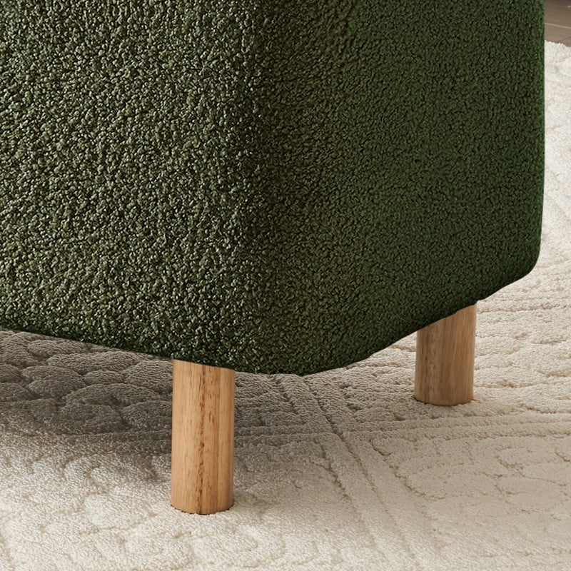 39.5 Off White Boucle Storage Ottoman Bench Sherpa Storage Bench Ottoman Foot Rest End of Bed for Living Room Bedroom,Wood Leg