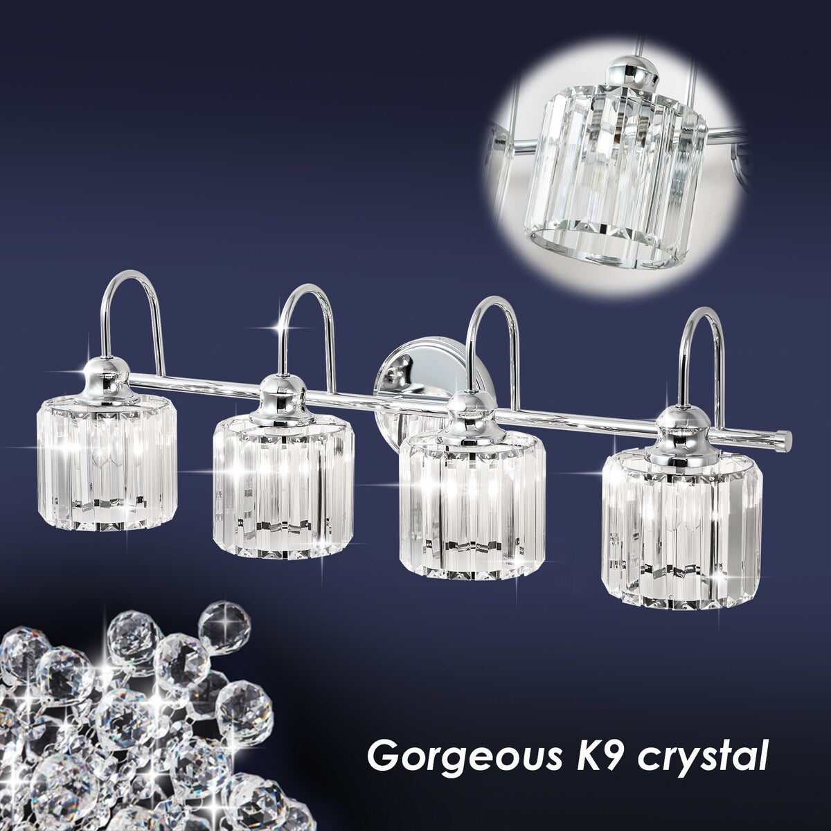 Chrome/ Black/ Gold Modern Over Mirror Crystal Bathroom Restroom Wall Lighting Fixtures Bath Lights Vanity Light