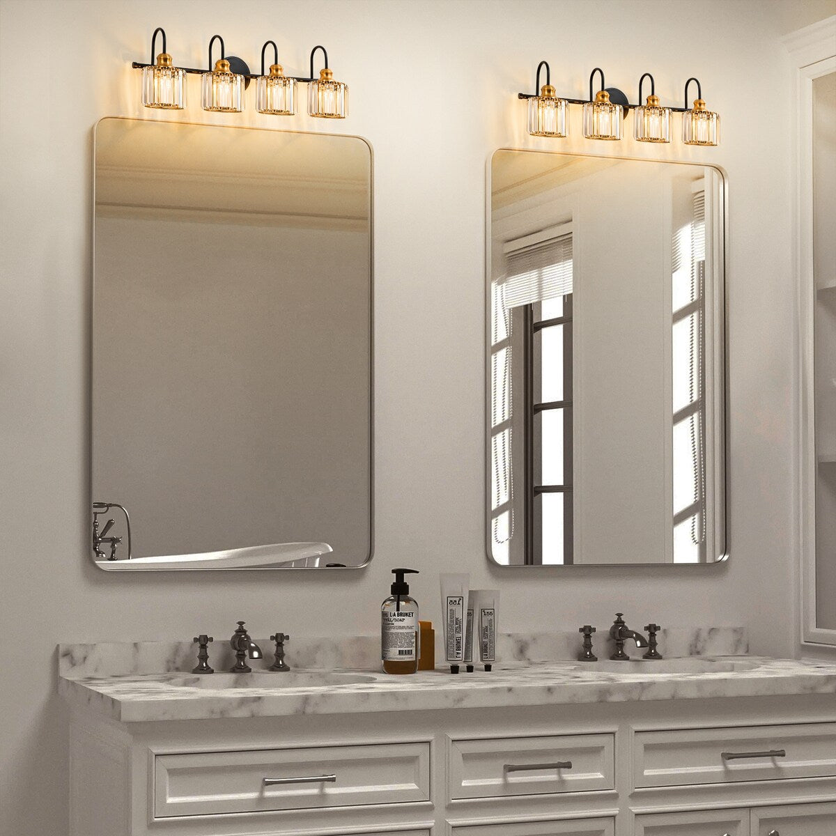 Chrome/ Black/ Gold Modern Over Mirror Crystal Bathroom Restroom Wall Lighting Fixtures Bath Lights Vanity Light