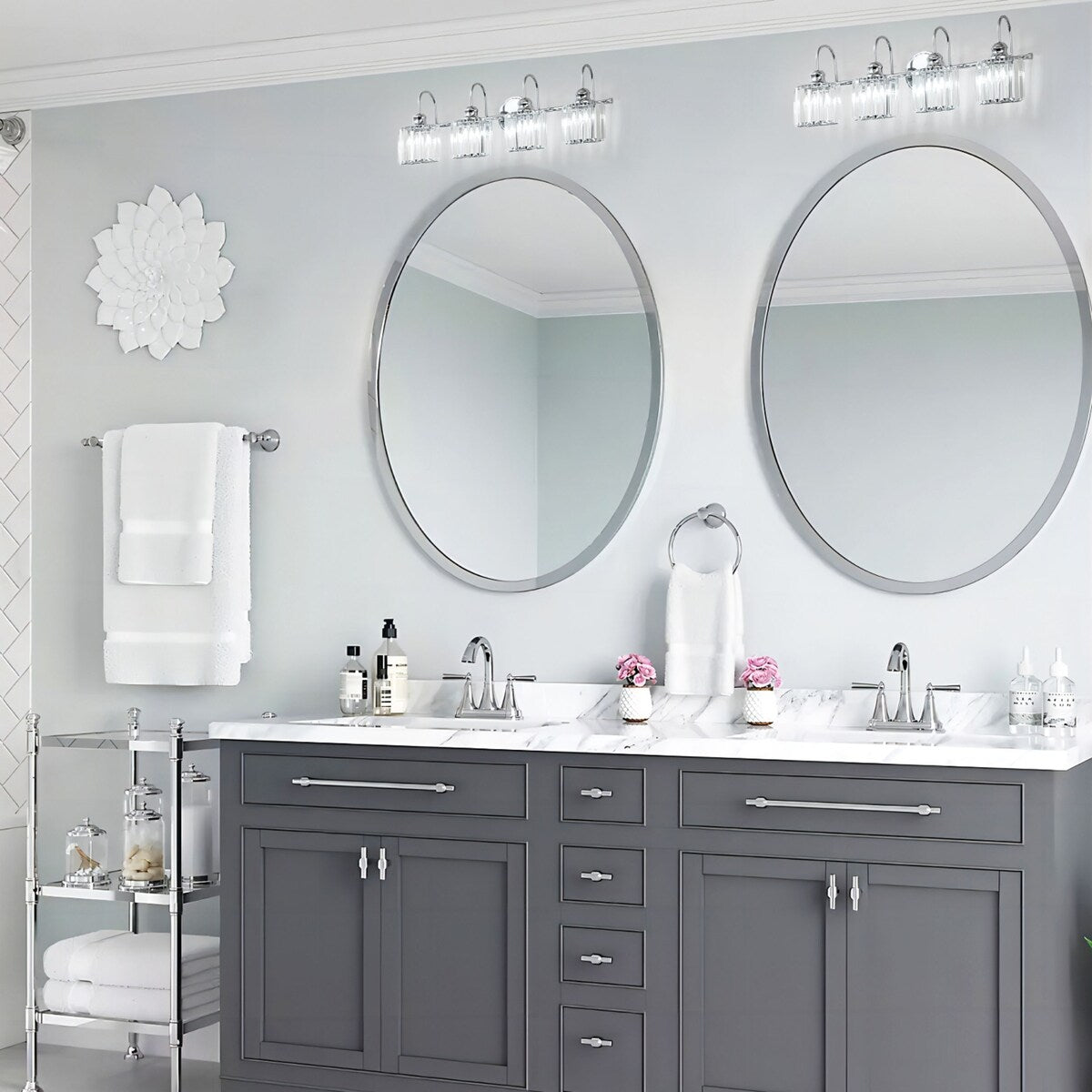 Chrome/ Black/ Gold Modern Over Mirror Crystal Bathroom Restroom Wall Lighting Fixtures Bath Lights Vanity Light