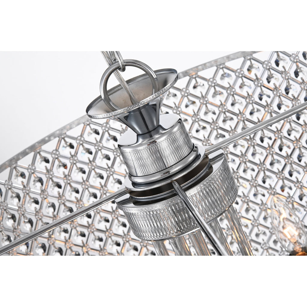 Round Beaded Drum Chandelier with Hanging Crystals