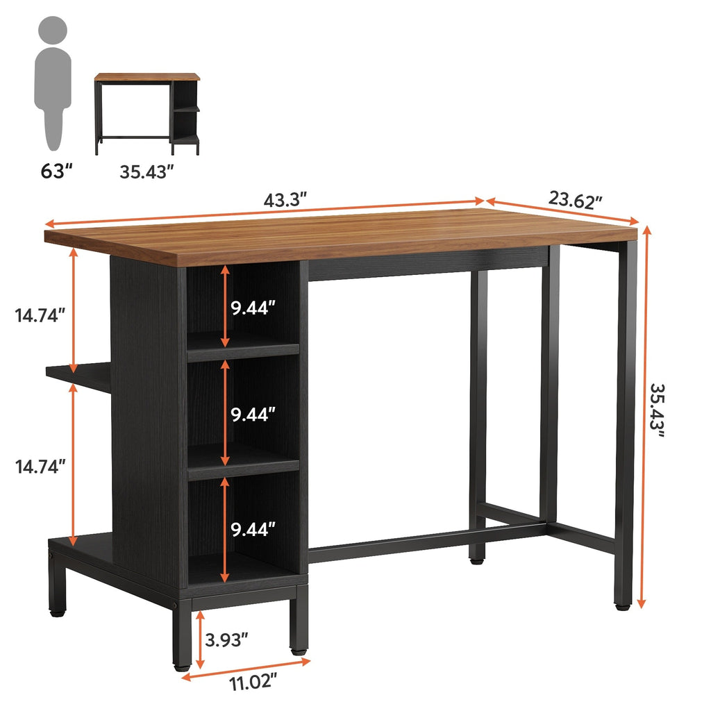 43 Wide Kitchen Island, Kitchen Counter Table with 5 Open Shelves