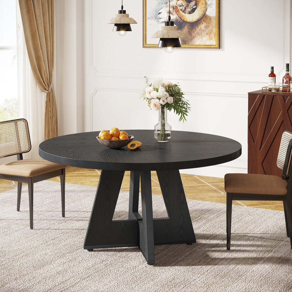47 Round Dining Table for 4, Farmhouse Kitchen Table Small Dinner Table Wood Kitchen Table for Dining Room Living Room