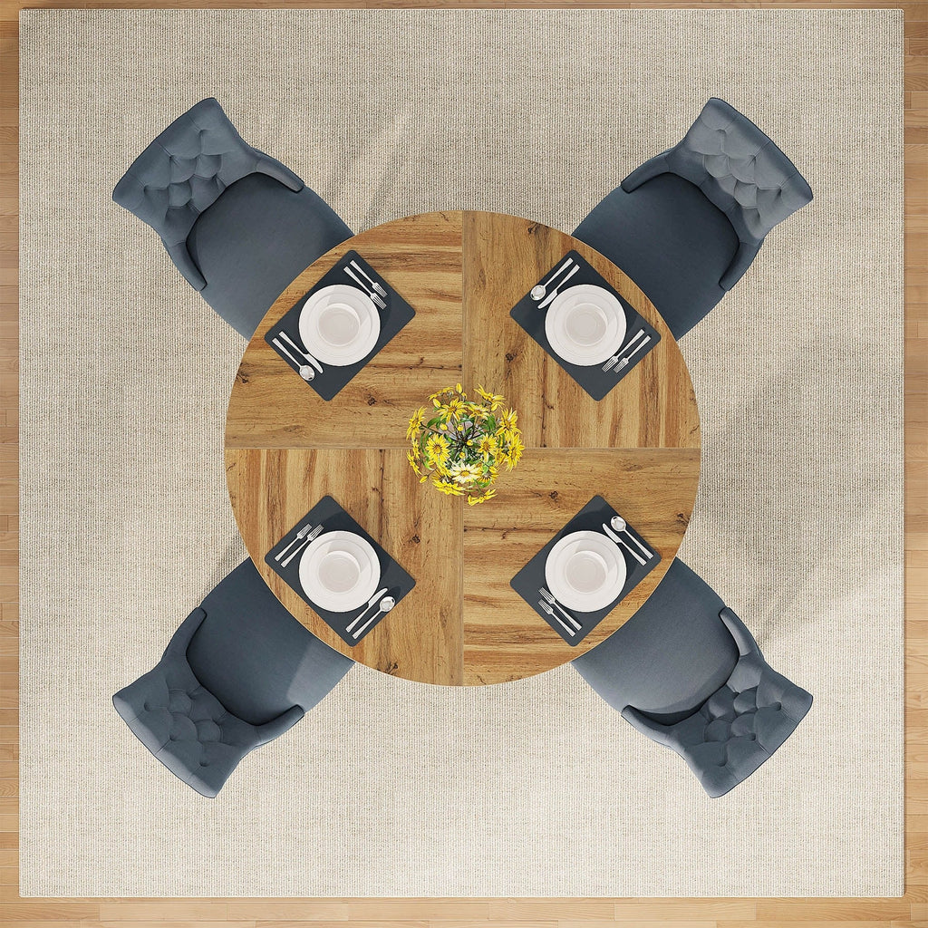 47 Round Dining Table for 4, Farmhouse Kitchen Table Small Dinner Table Wood Kitchen Table for Dining Room Living Room
